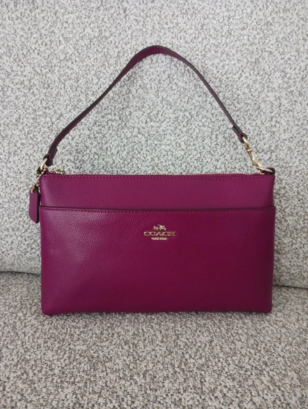 Coach Magenta Pebble Texture Grain Leather Clutch/Wristlet F66182